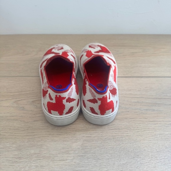 Rothy\'s The Kid Red Llama Camo Slip On Comfort Sneaker Unisex Size 4